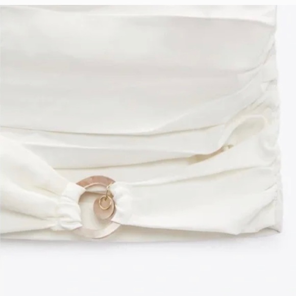 ZARA DRAPED LINEN BLEND MINI SKIRT SIZE L - Picture 5 of 6